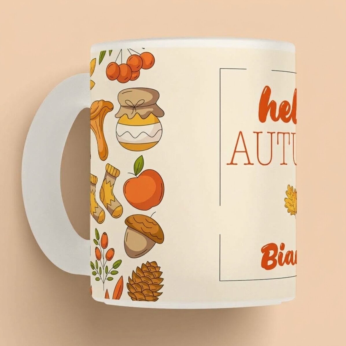 Personalised mug with text - Hello Autumn