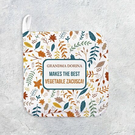 Personalised hot pot holder with text - Autumn