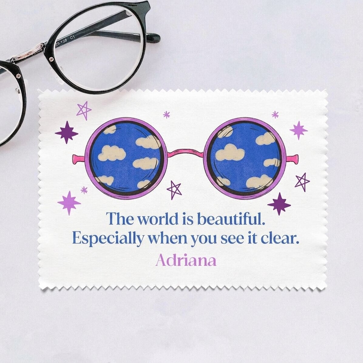 Personalised cloth for cleaning screens/glasses - Stars