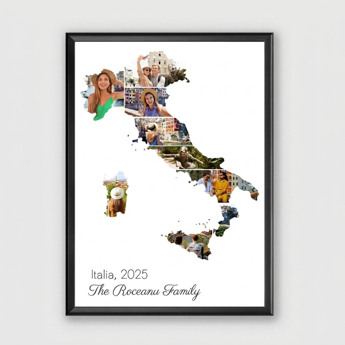Personalised canvas with 9 photos and text - Italy