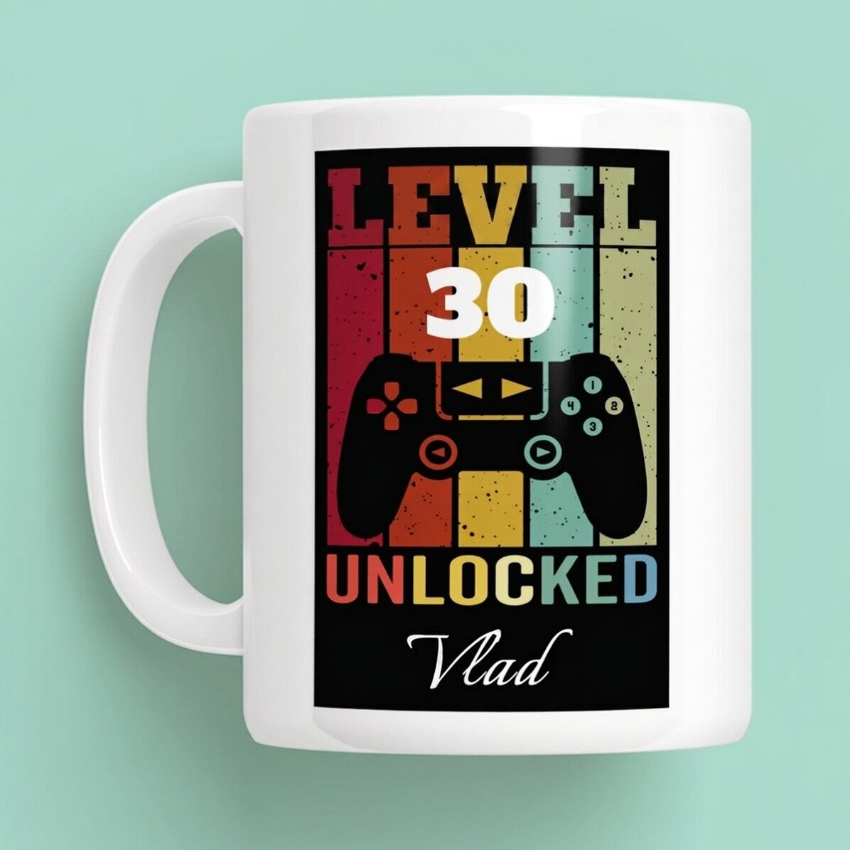 Personalised mug with text - Level Unlocked