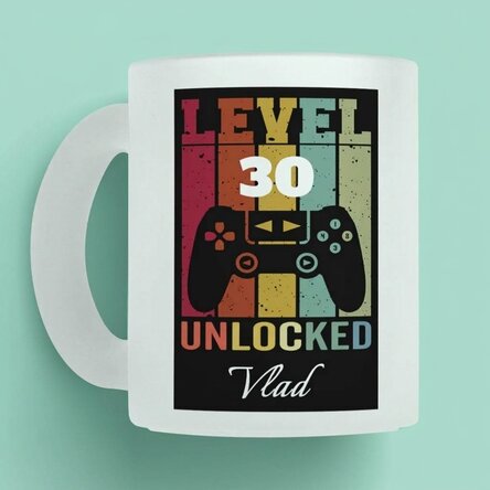 Personalised mug with text - Level Unlocked