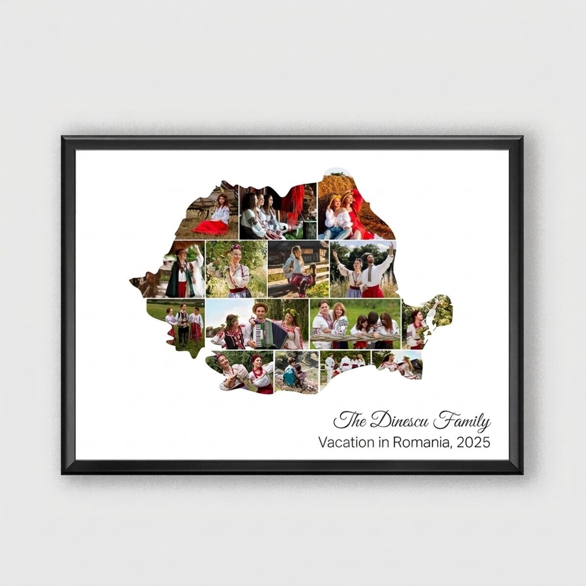 Personalised canvas with 15 photos and text - Romania