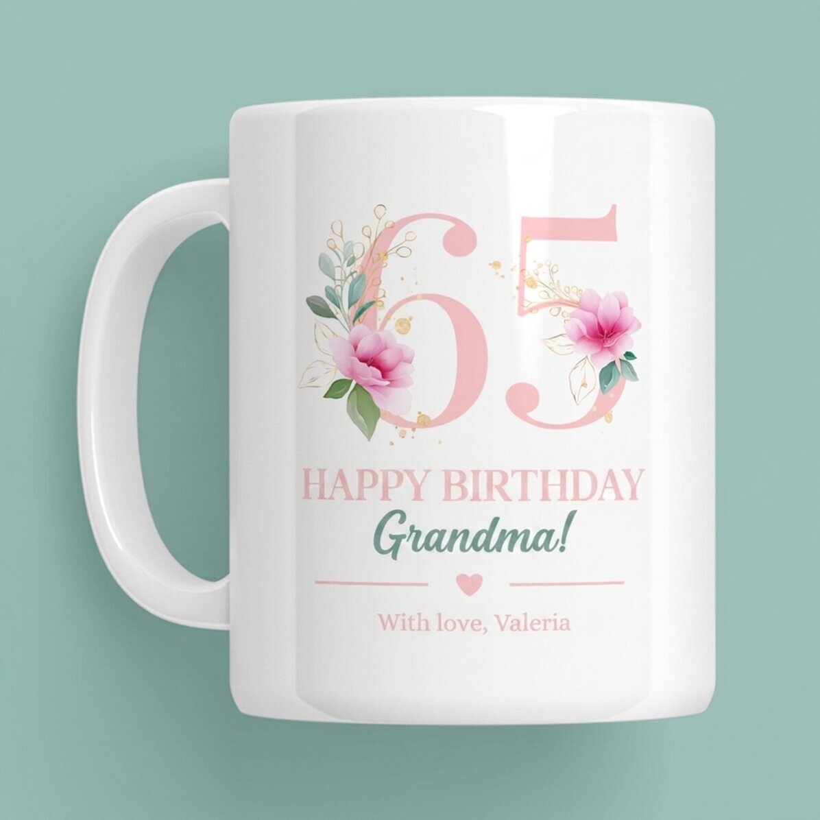 Personalised mug with message - Flowers