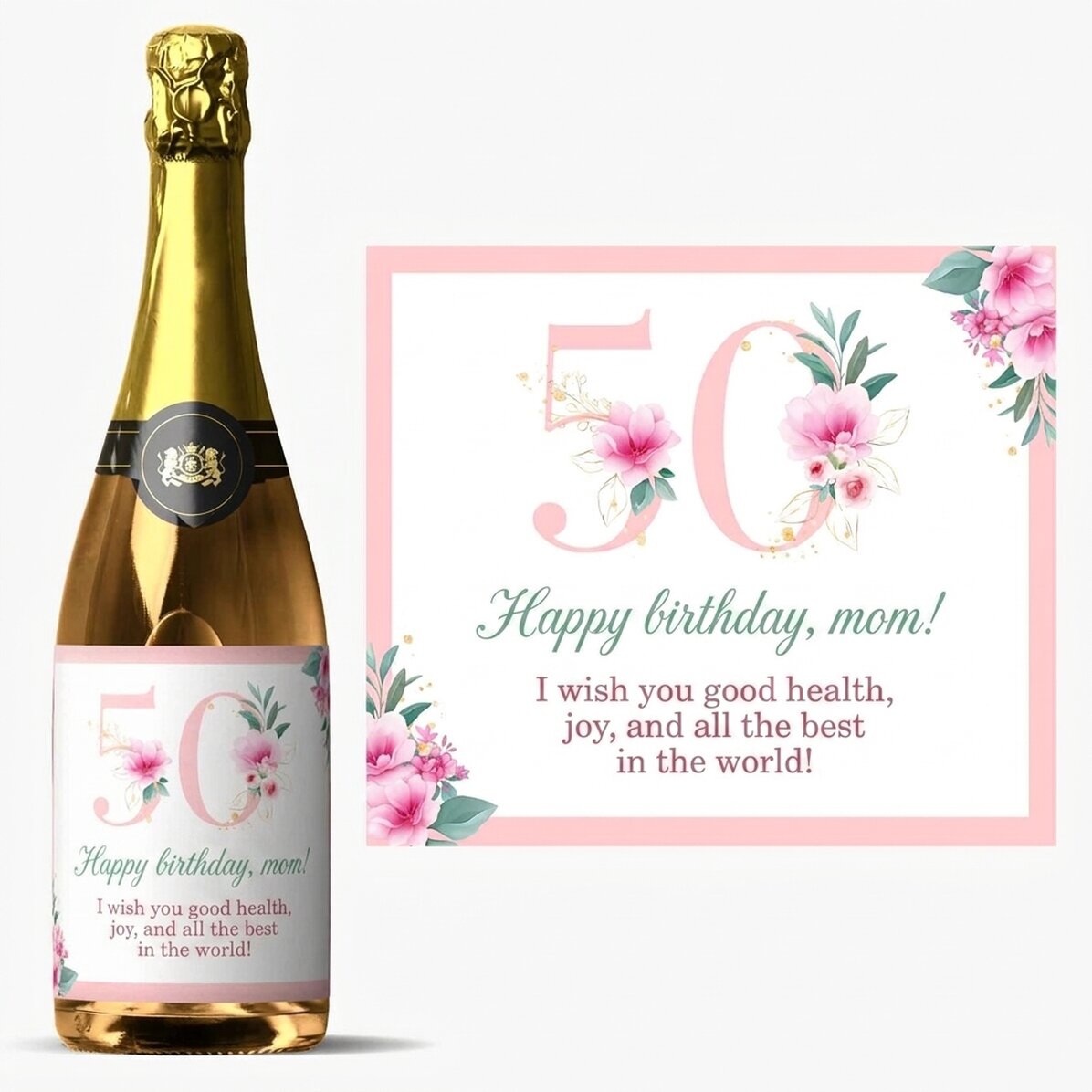 Personalised sparkling wine with text - Flowers