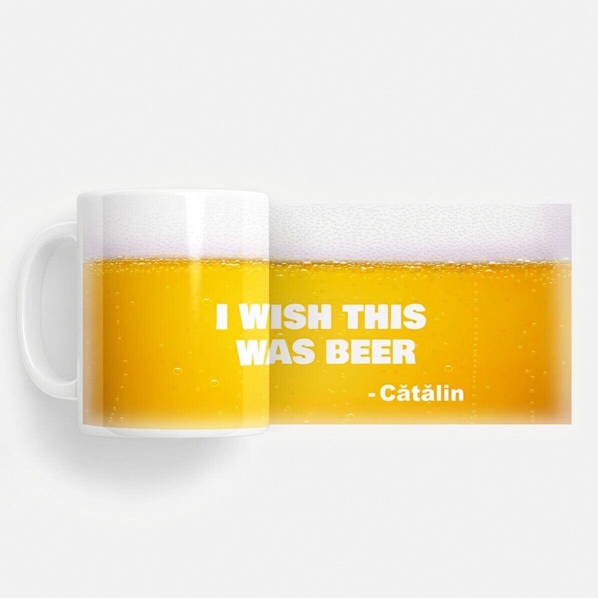 Personalised mug with text - I wish this was beer