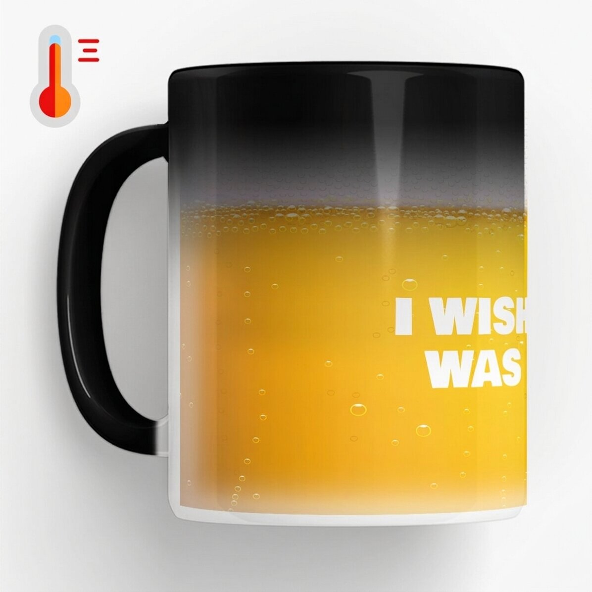 Personalised heat-sensitive mug with text - I wish this was beer