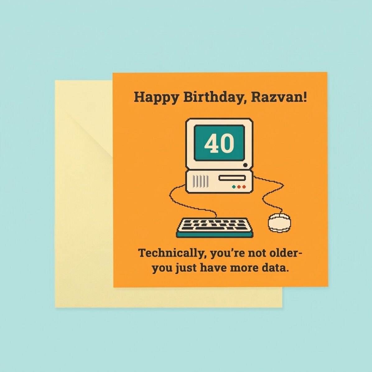 Personalised square card with text - Happy Birthday!
