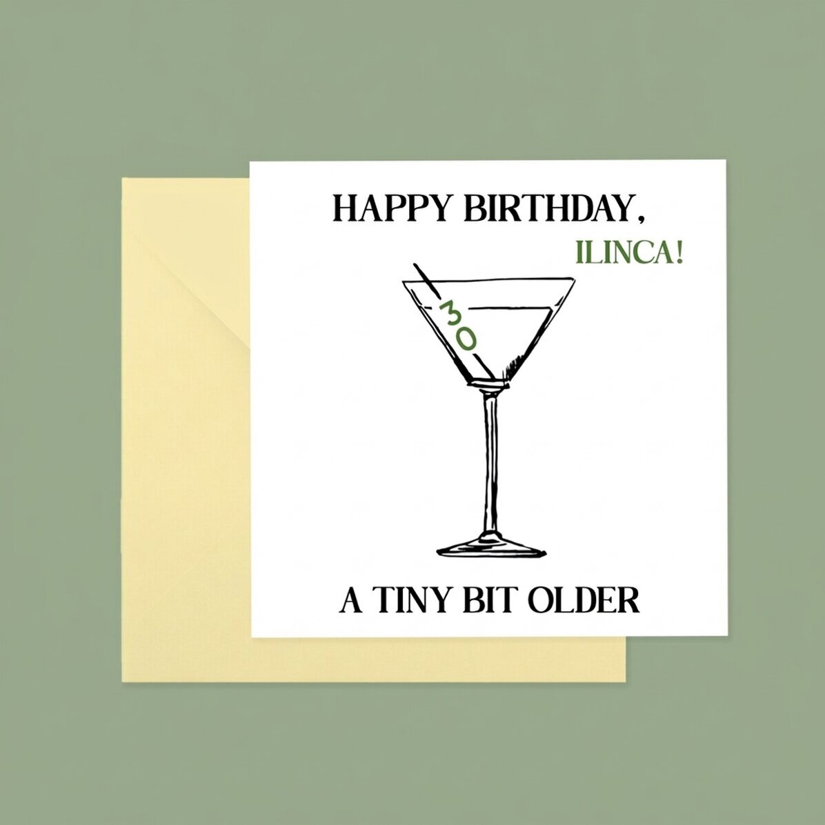 Personalised square card with text - Happy Birthday!