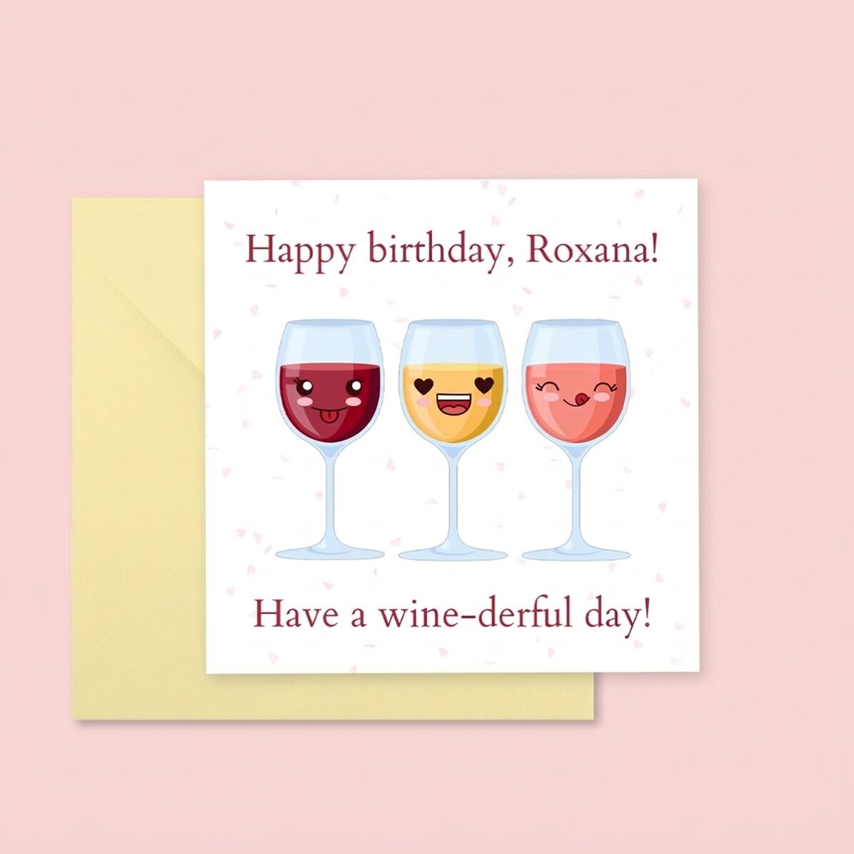 Personalised square card with text - Wine-derful