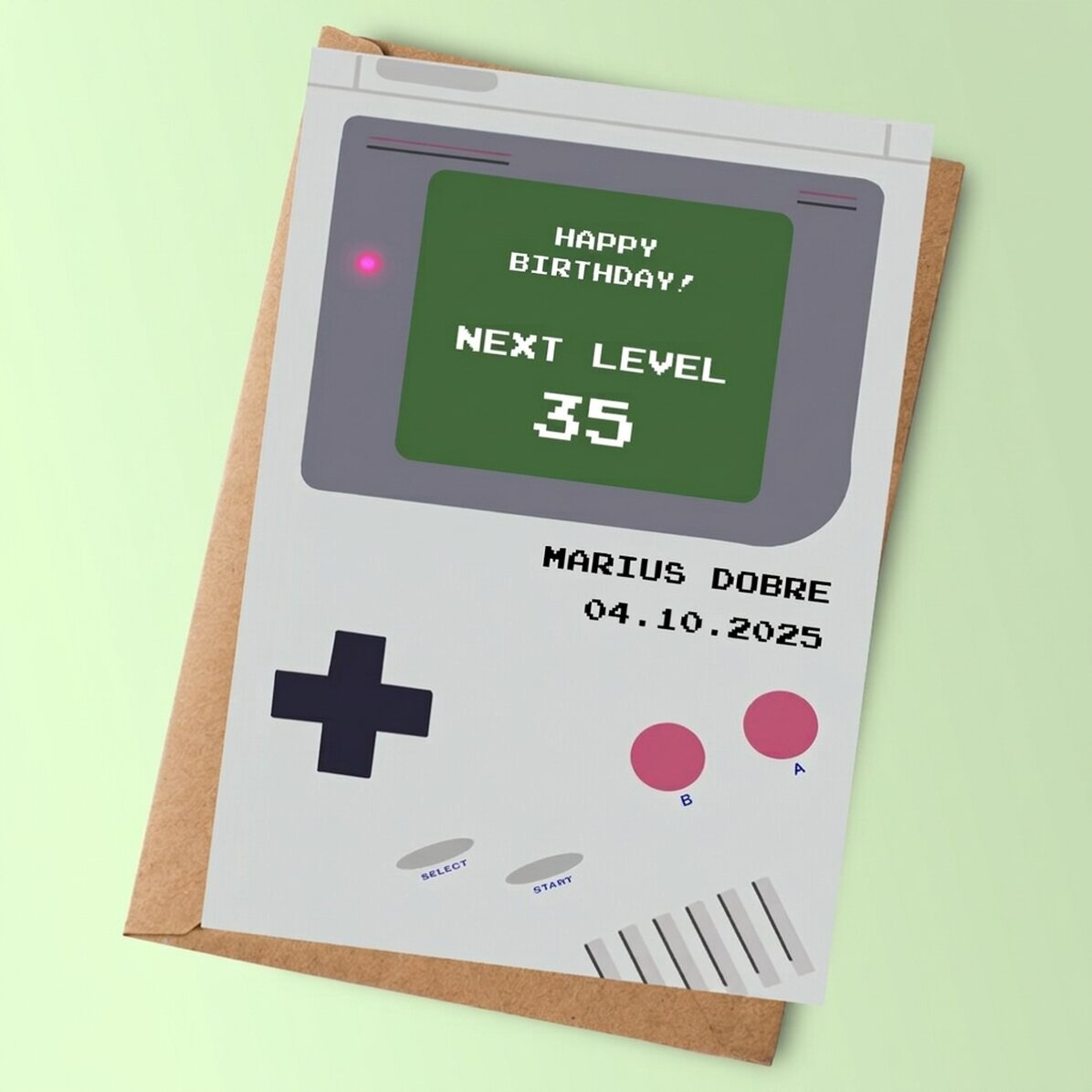 Personalised card with message - Gameboy