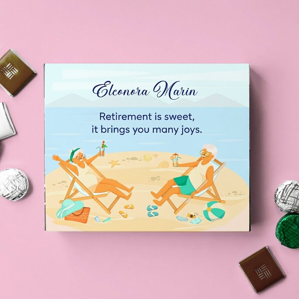 Personalised box of sweets with message - Sweet retirement