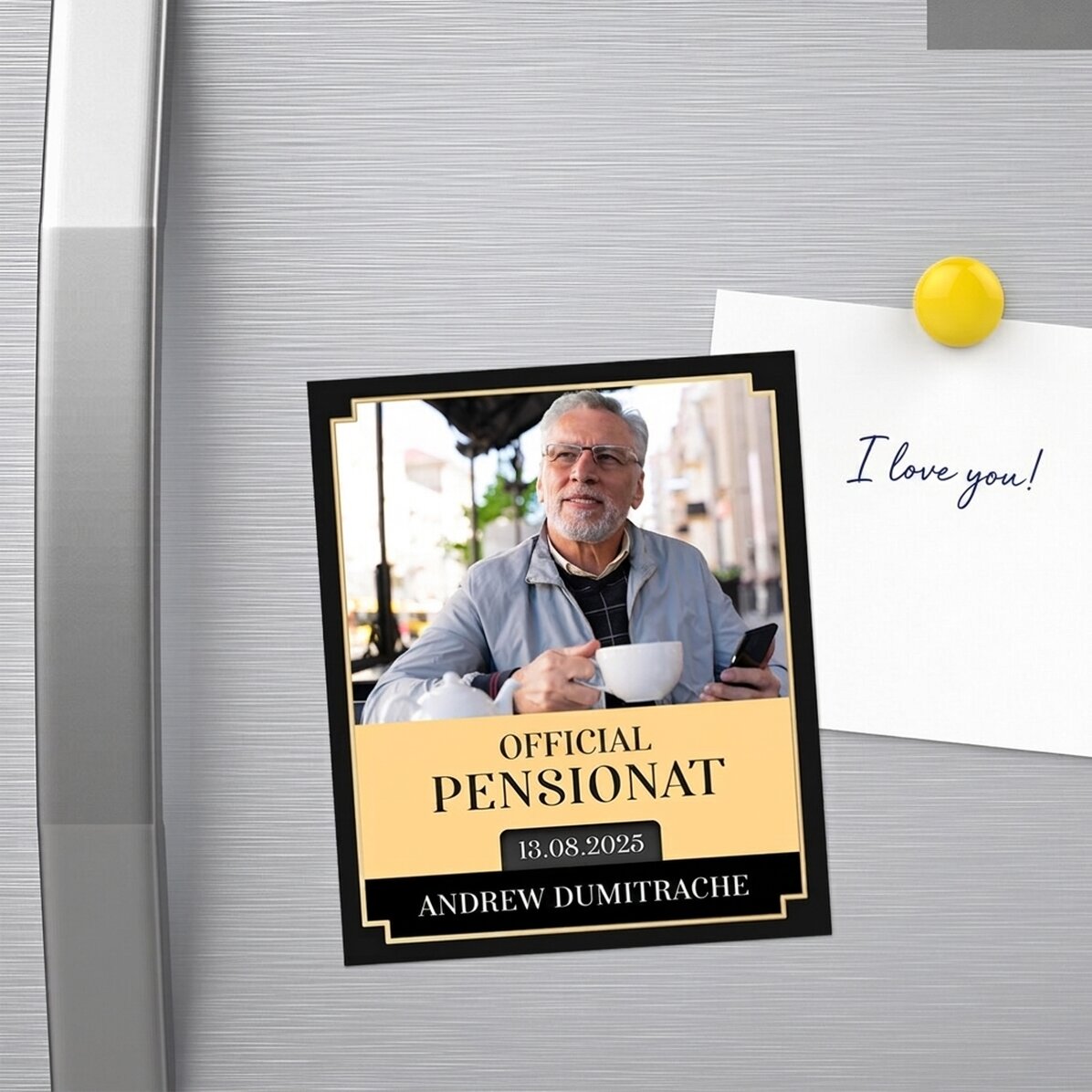 10x12 cm magnet personalised with a photo and message - Retirement