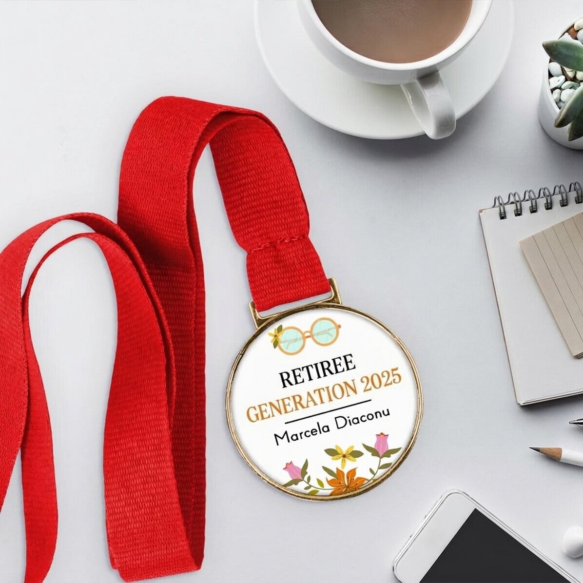 Personalised medal with text - Retirement