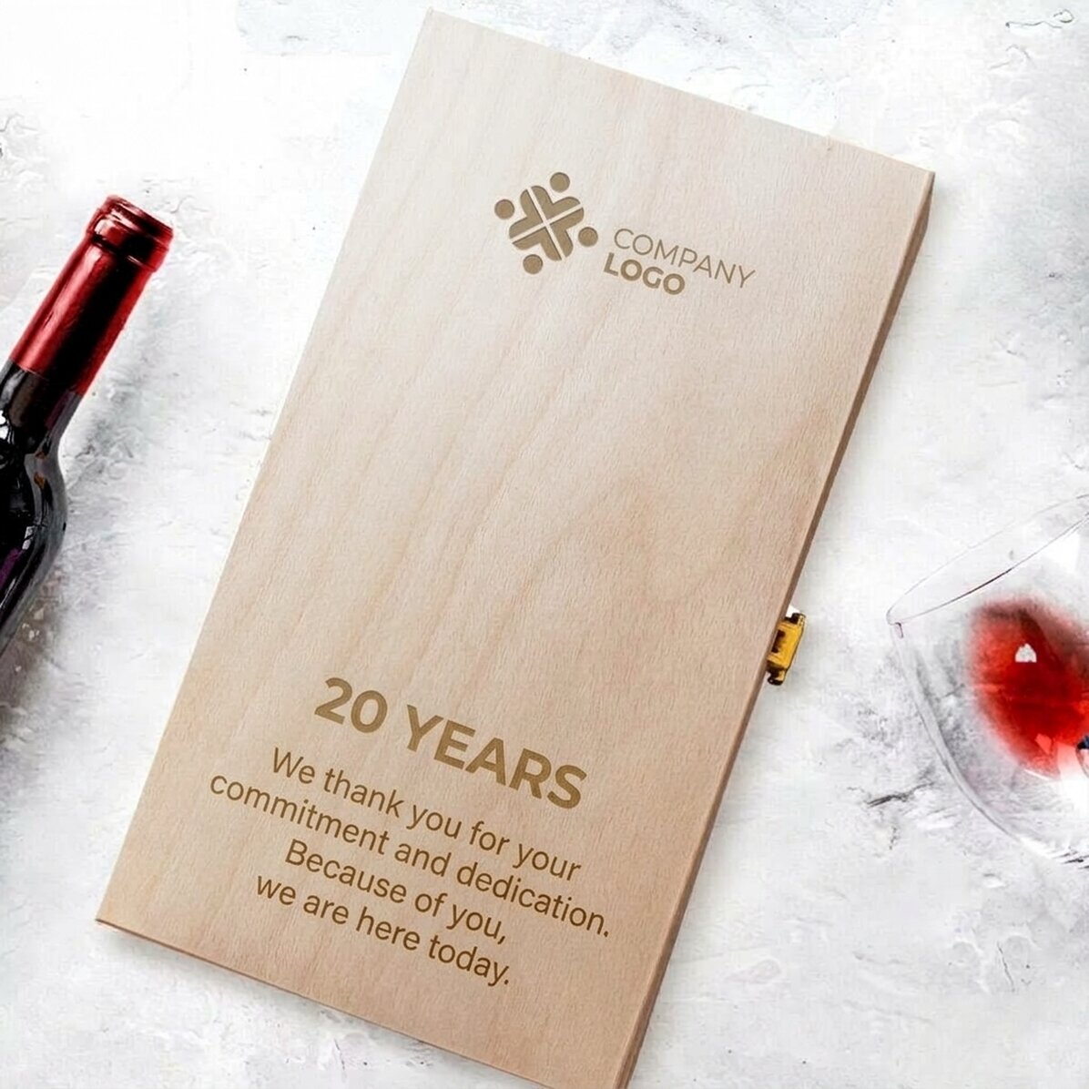 Personalised wine box for two bottles of wine with logo and message