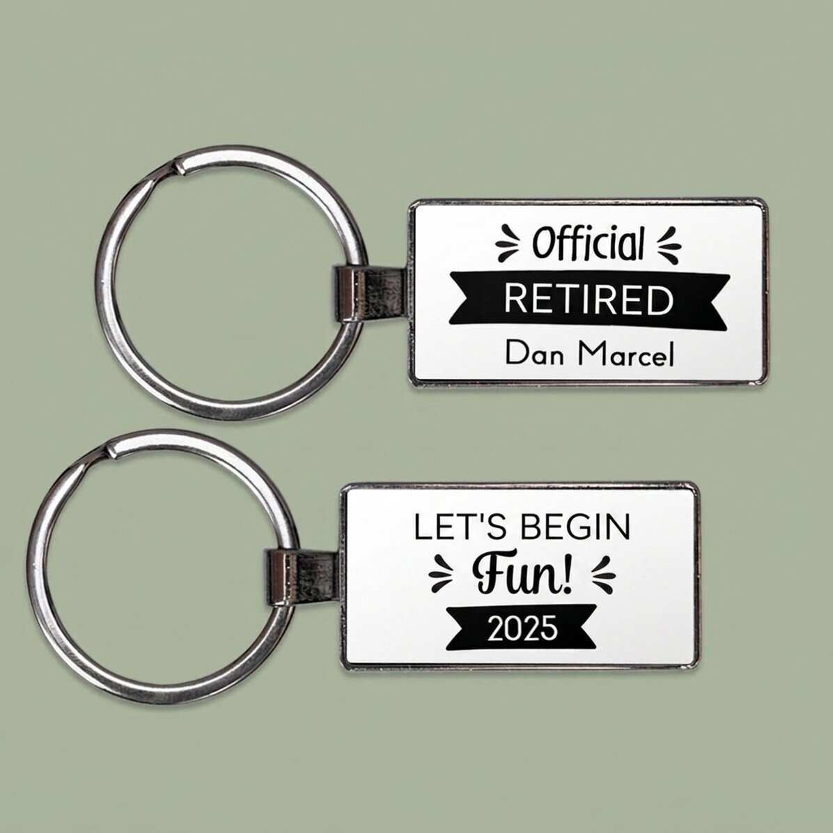 Personalised keyring with text - Retirement