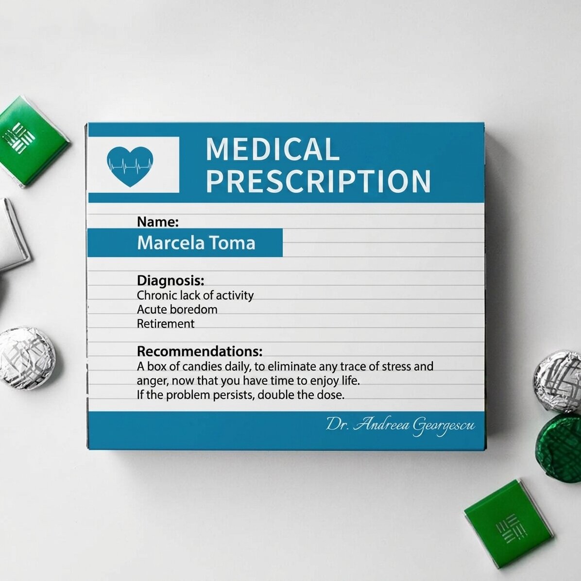 Personalised box of chocolates with message - Prescription