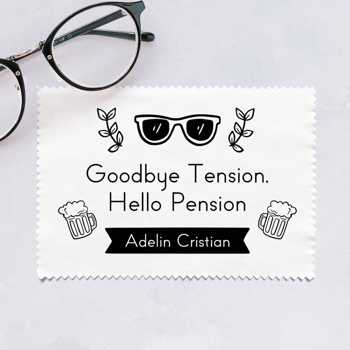 Personalised cloth for cleaning screens/glasses - Pensioner