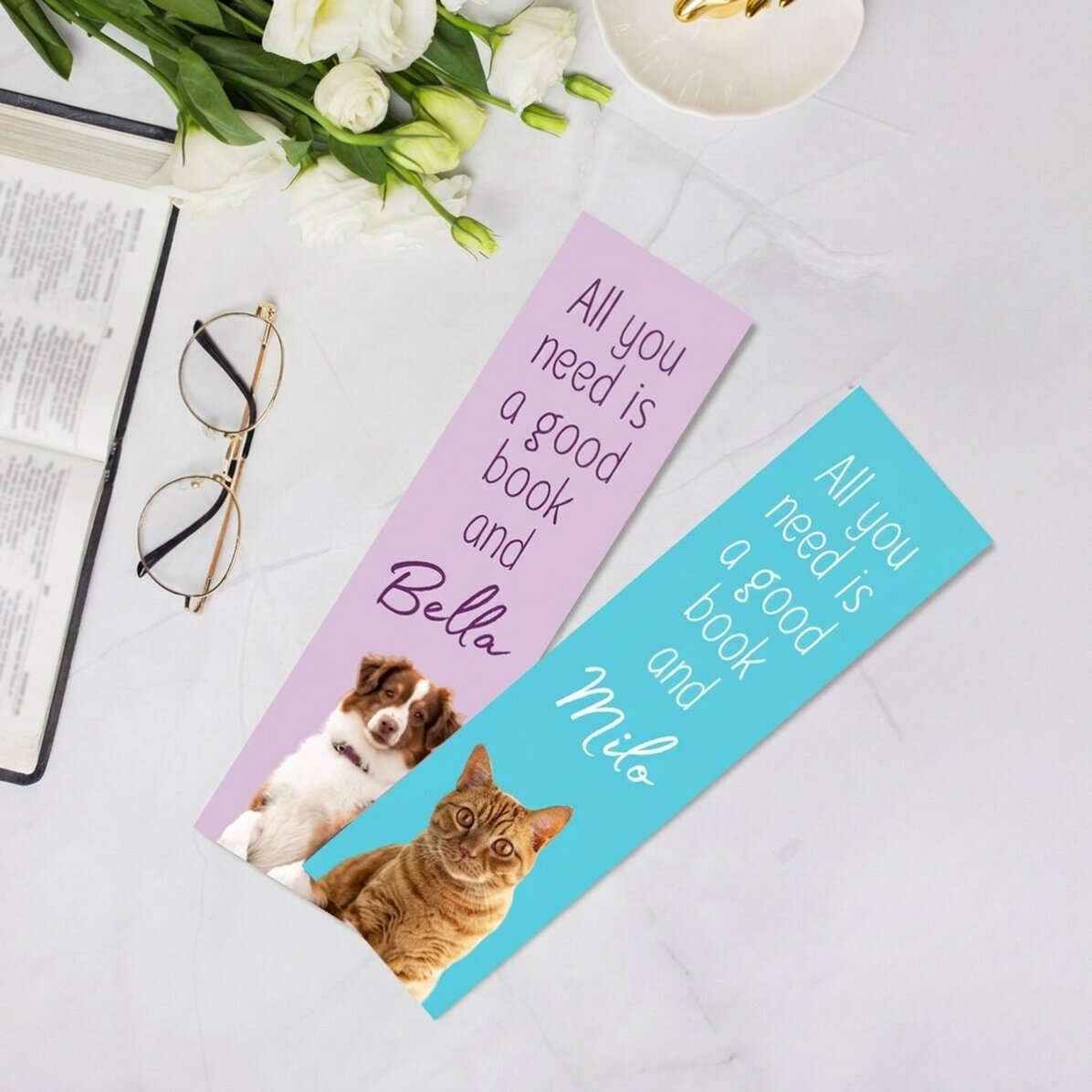 Personalised bookmark with text and photo - Animal