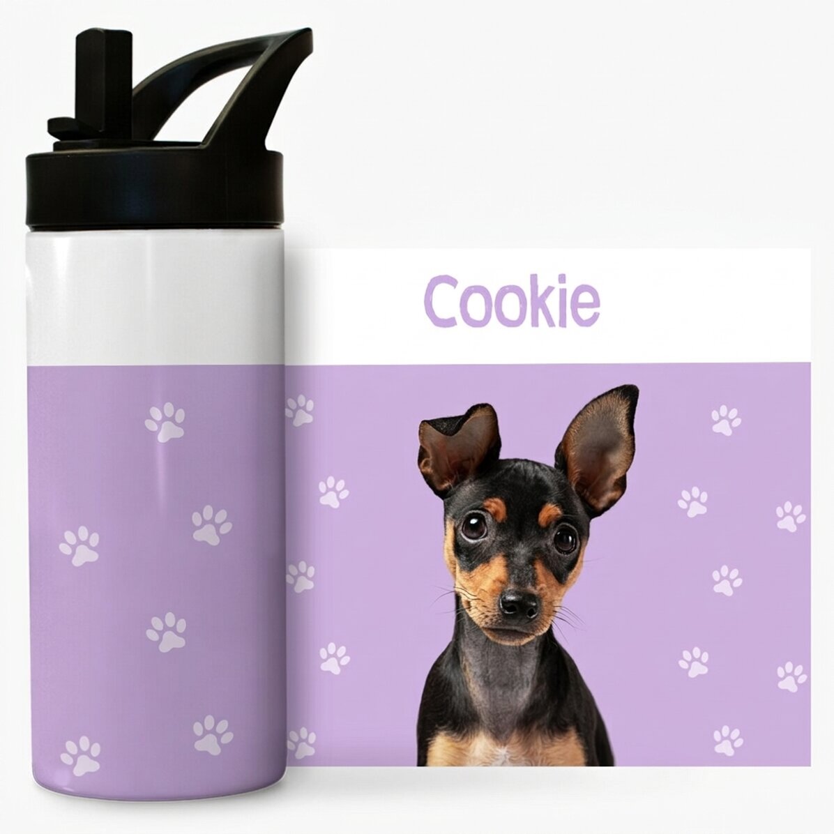 Thermos with handle and straw personalised with text - Your pet