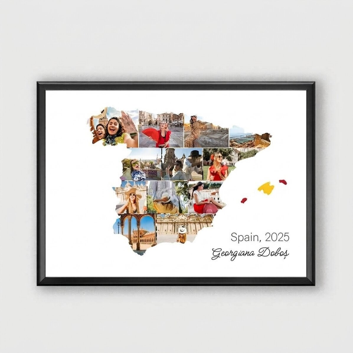 Personalised canvas with 12 photos and text - Spain