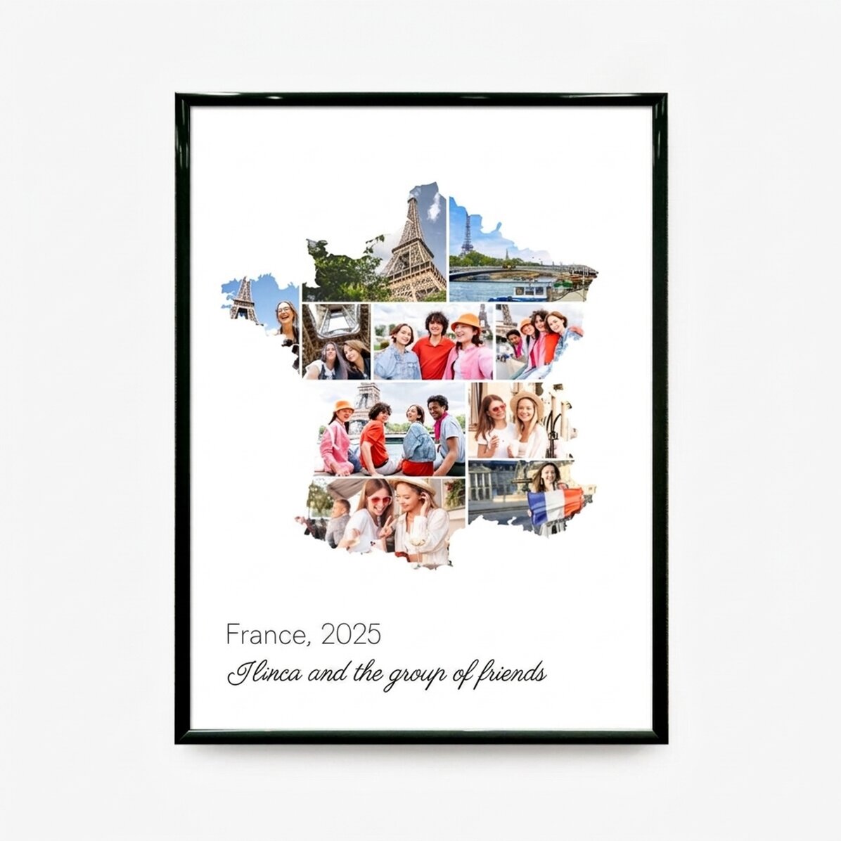 Personalised canvas with 10 photos and text - France