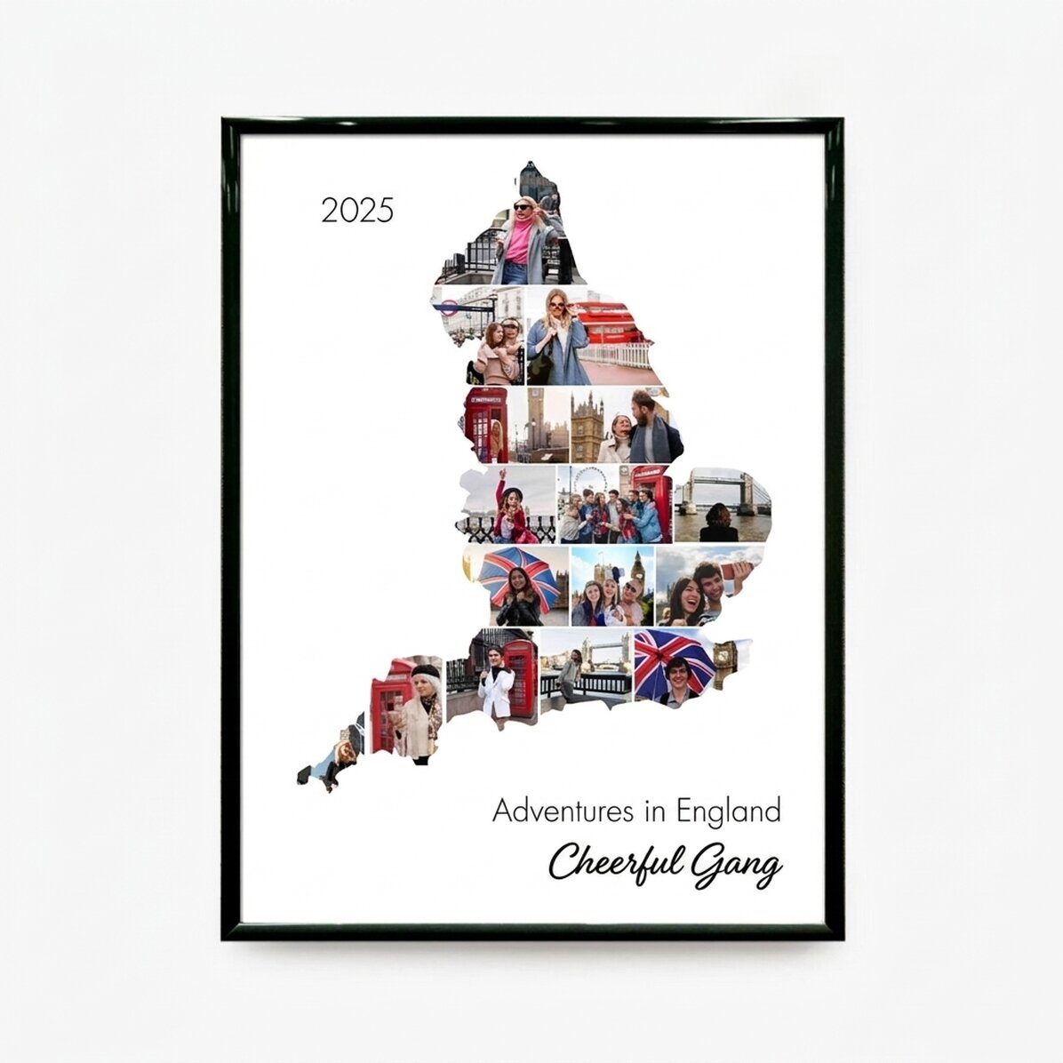 Personalised canvas with 16 photos and text - England