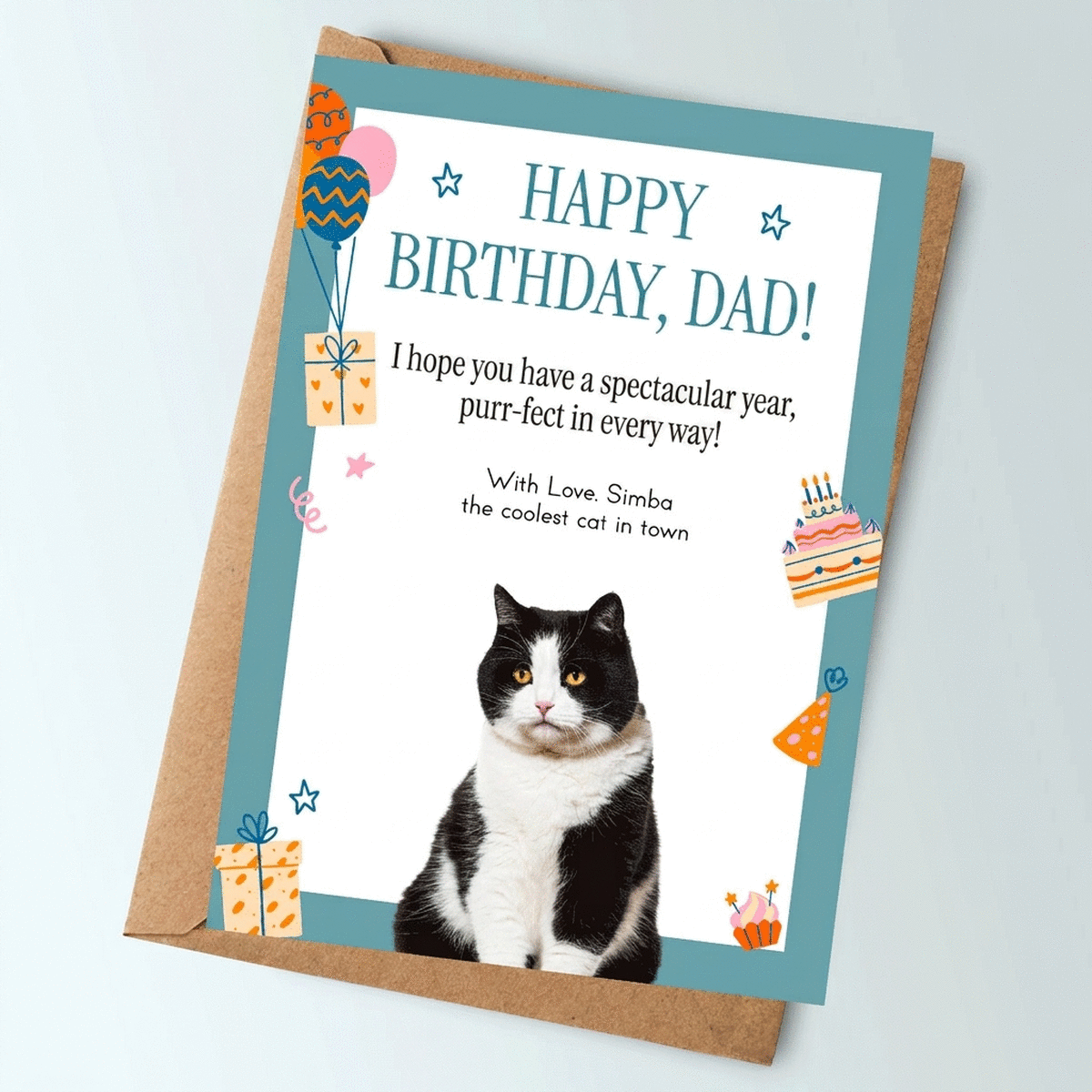 Personalised card with text and photo of your pet - Happy birthday!