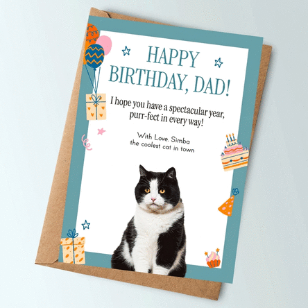 Personalised card with text and photo of your pet - Happy birthday!