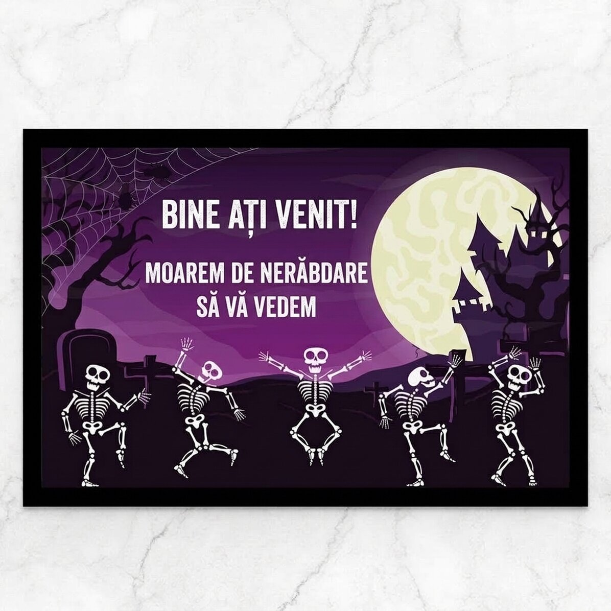 Personalised entrance mat with text - Skeletons