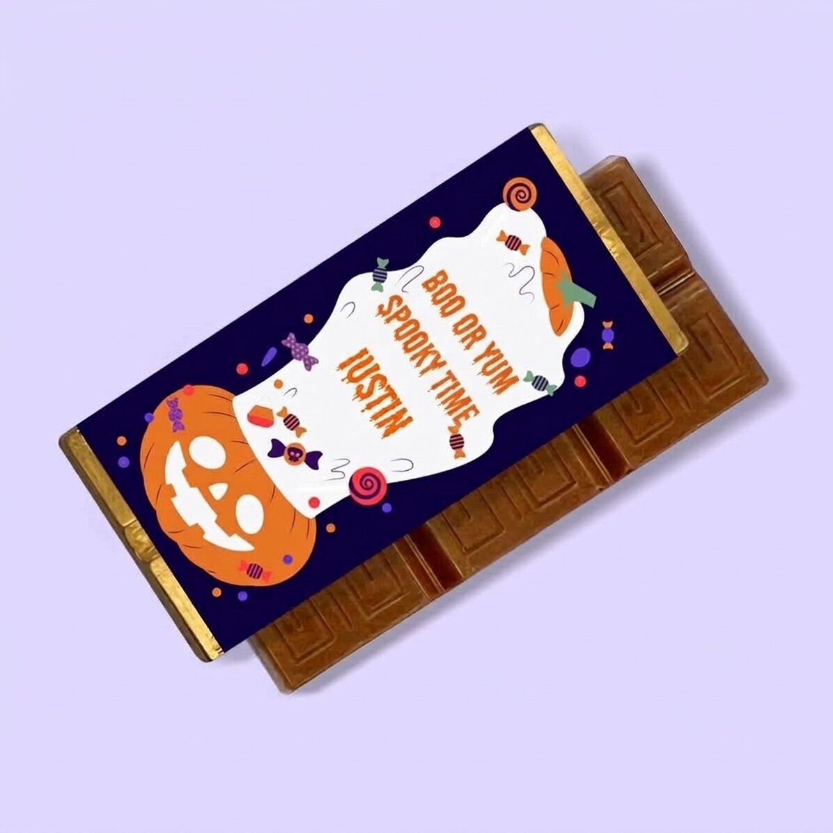 Mini chocolate bar personalised with text - Trick or treat
