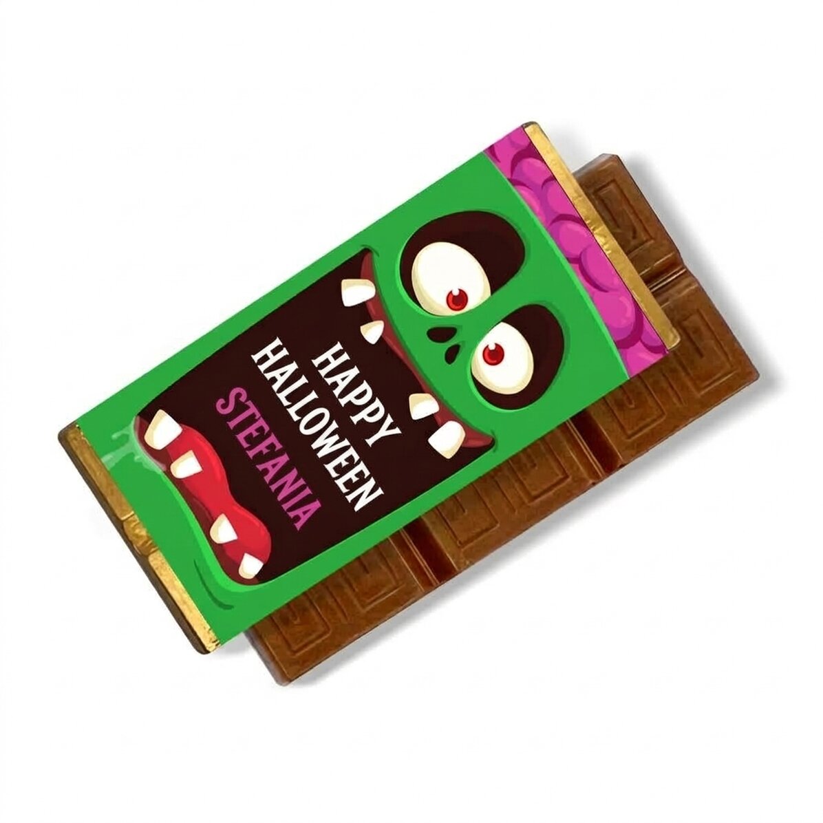 Mini chocolate bar personalised with text - Happy Halloween