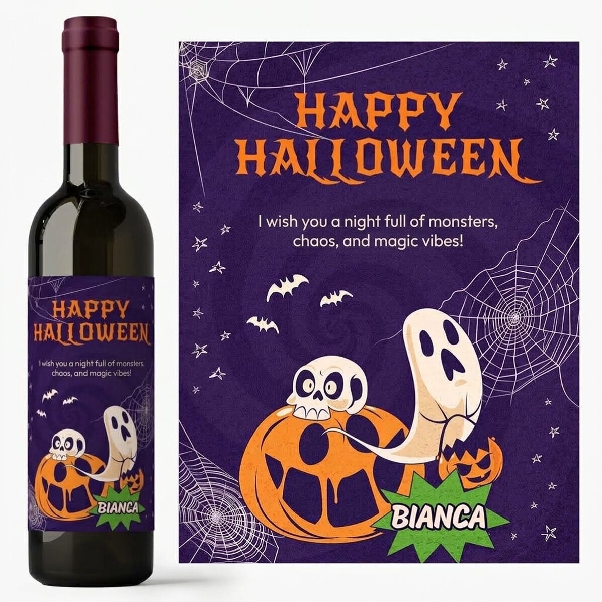 Personalised wine with message - Stay spooky