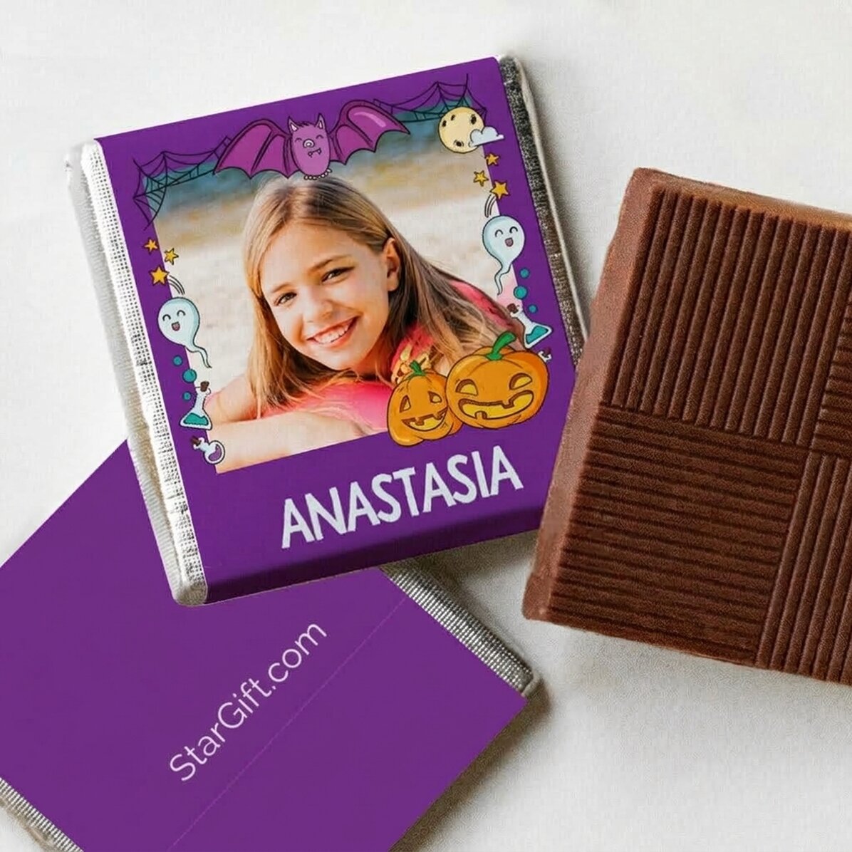 Mini chocolate personalised with name and photo - Halloween