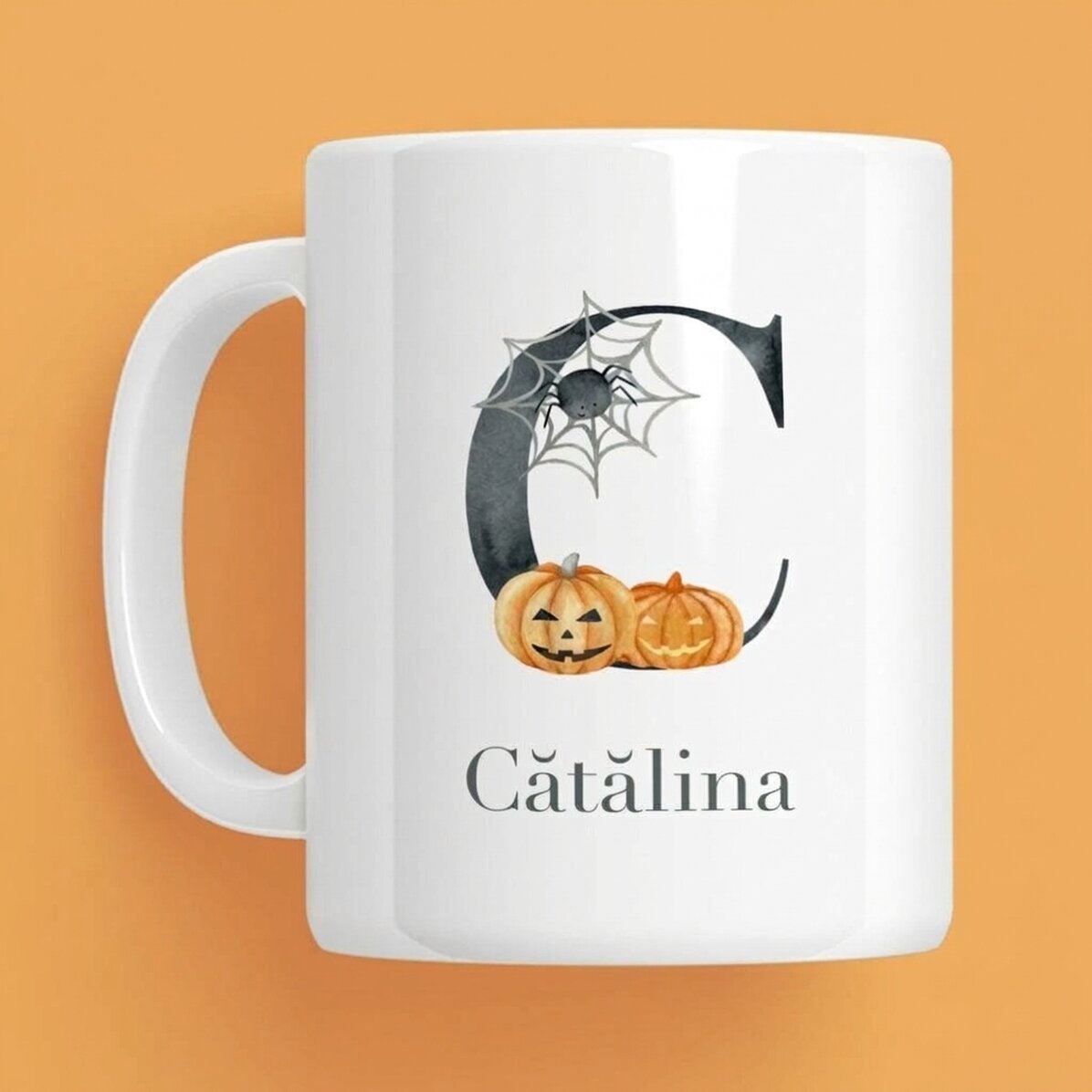 Personalised mug with initial and name - Halloween
