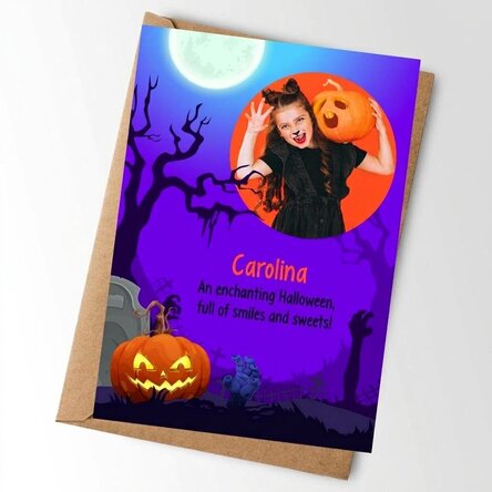 Personalised card with text and photo - Halloween