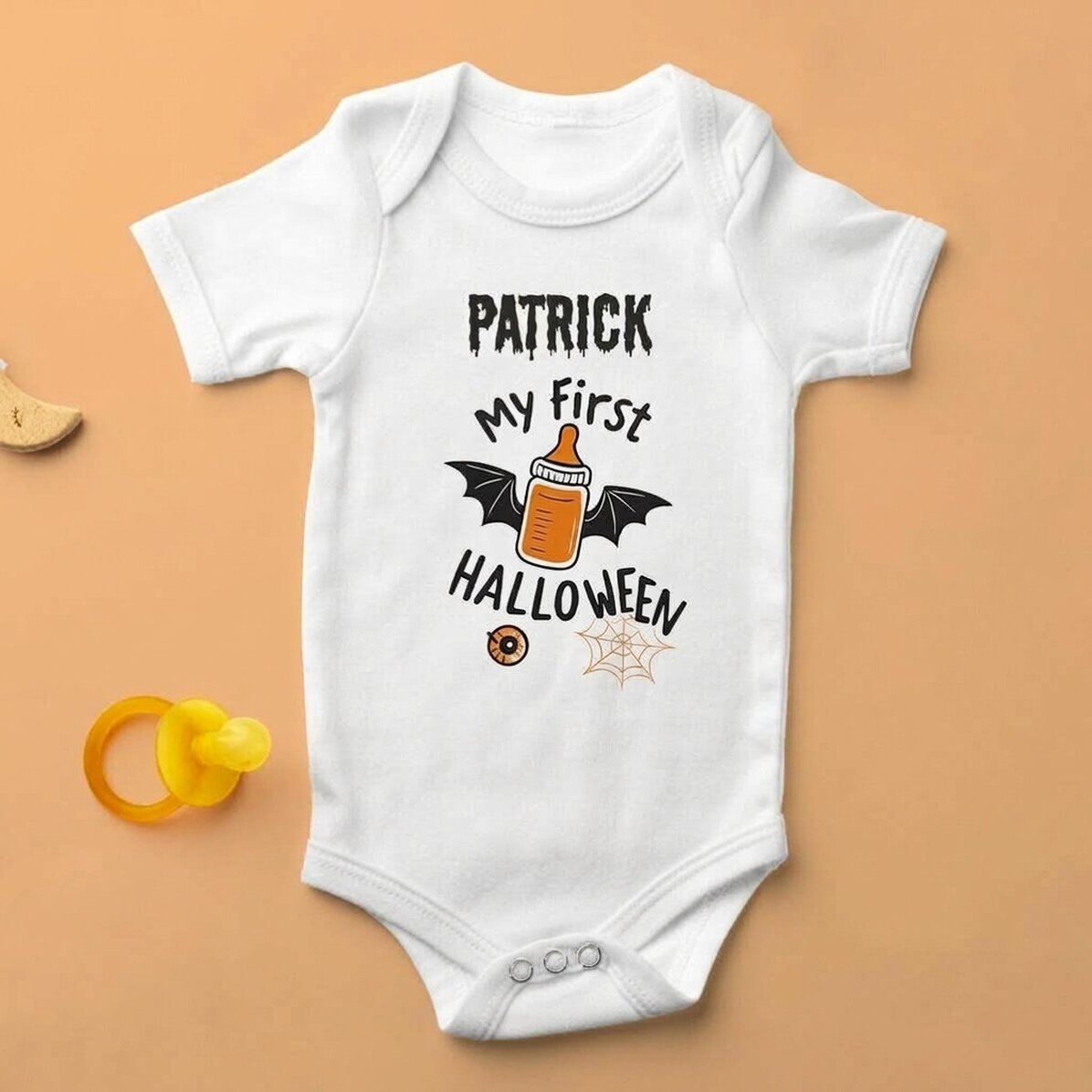 Personalised baby bodysuit with name - My first Halloween