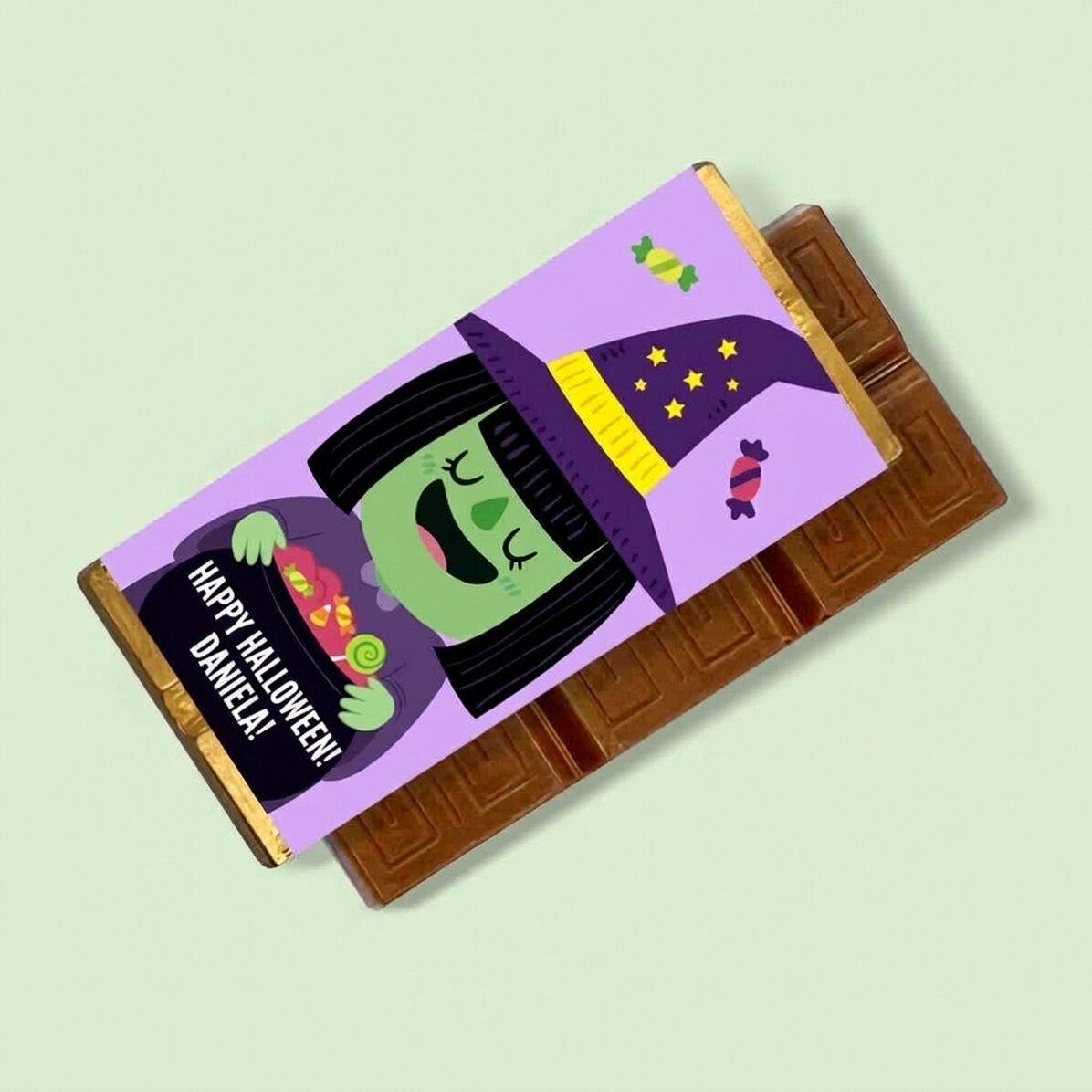 Mini chocolate bar personalised with text - Witch