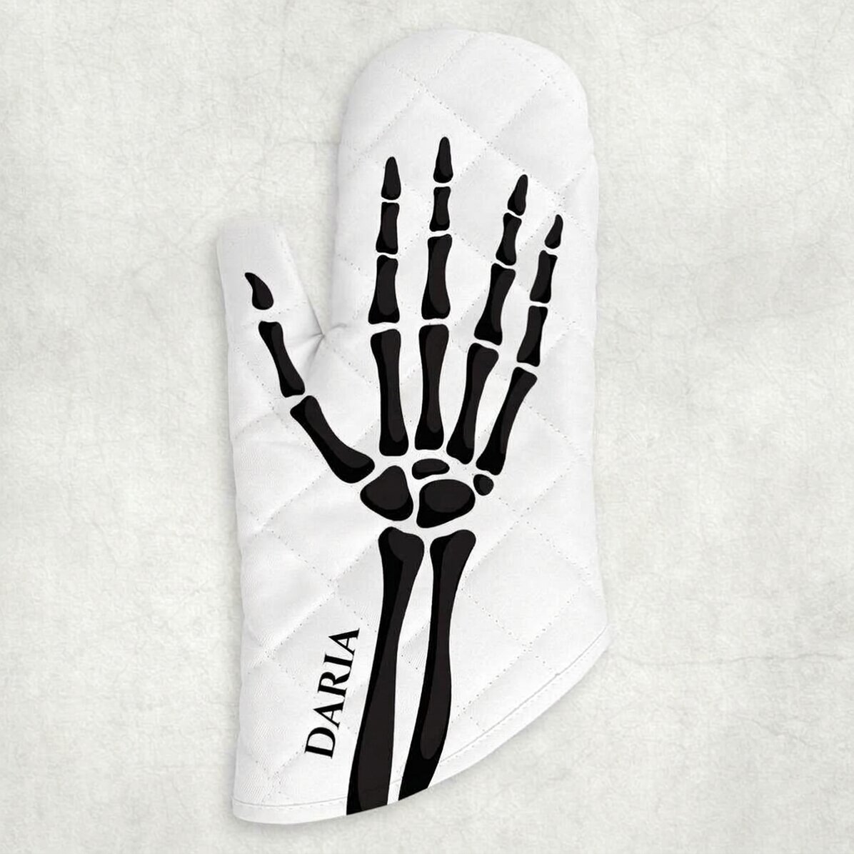 Personalised oven glove with text - Skeleton