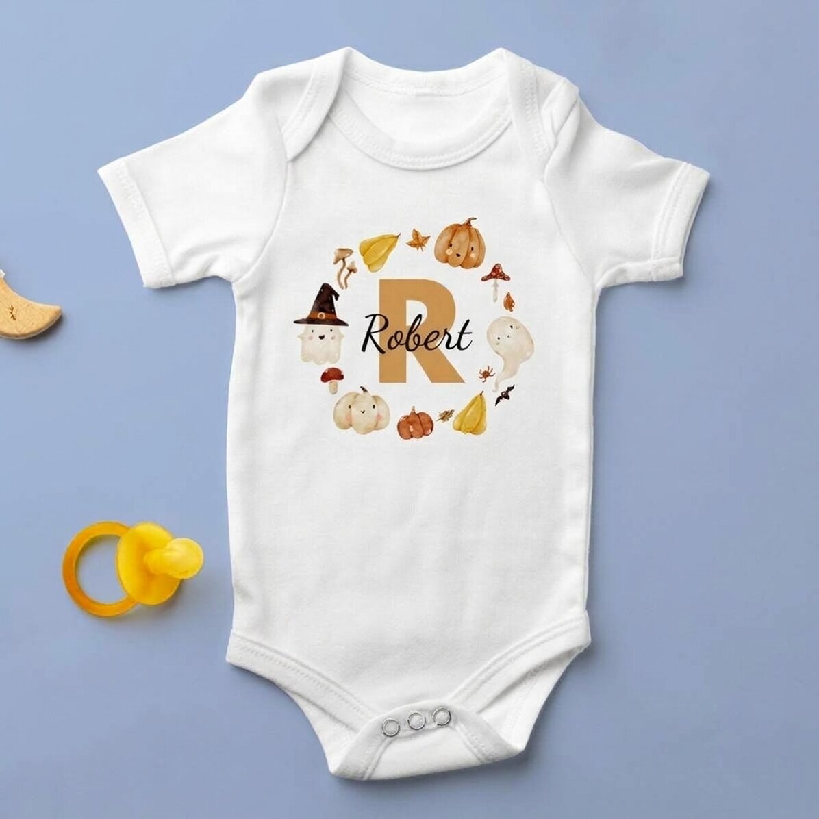 Personalised baby bodysuit with text - Cute Halloween