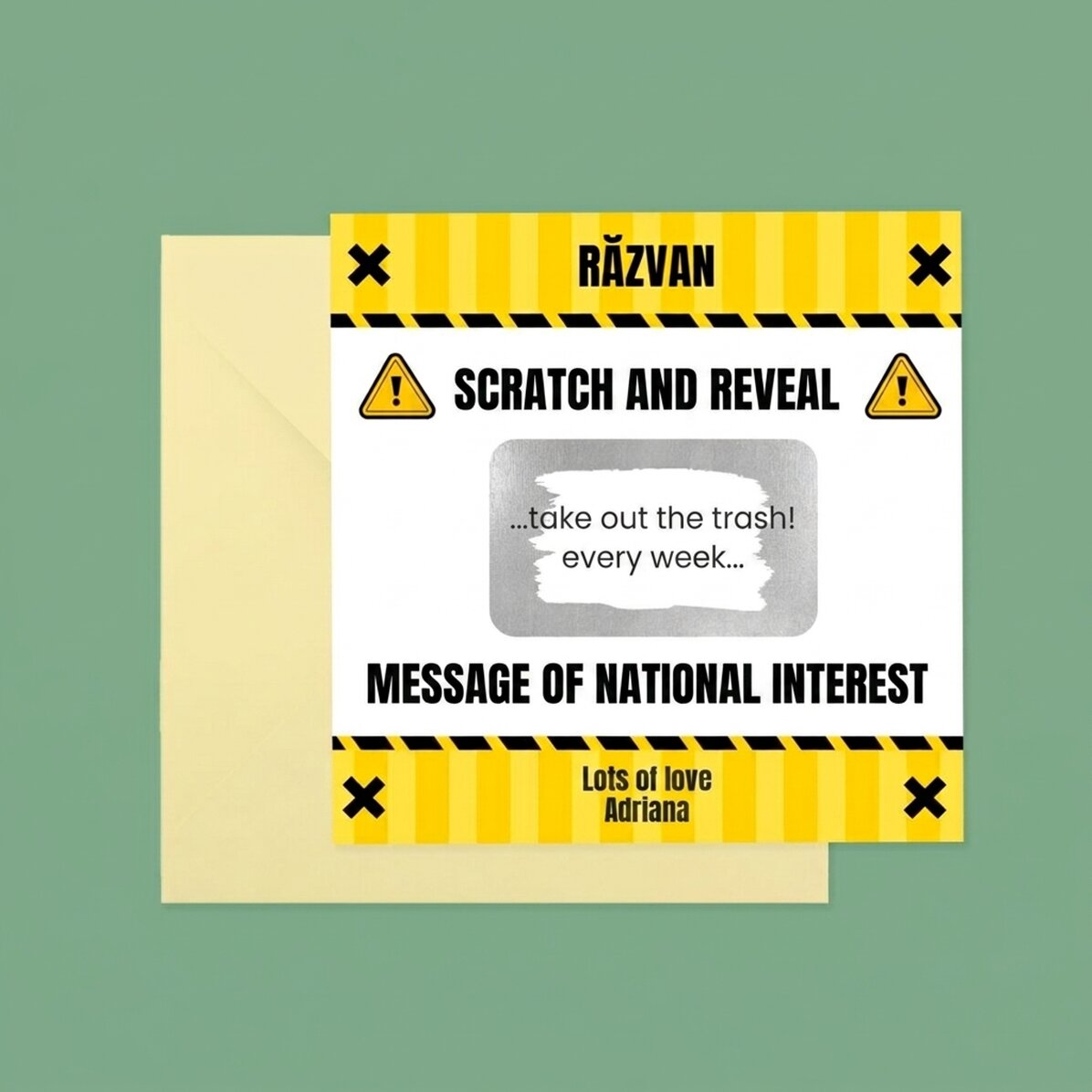 Personalised scratch card with text - Interes National
