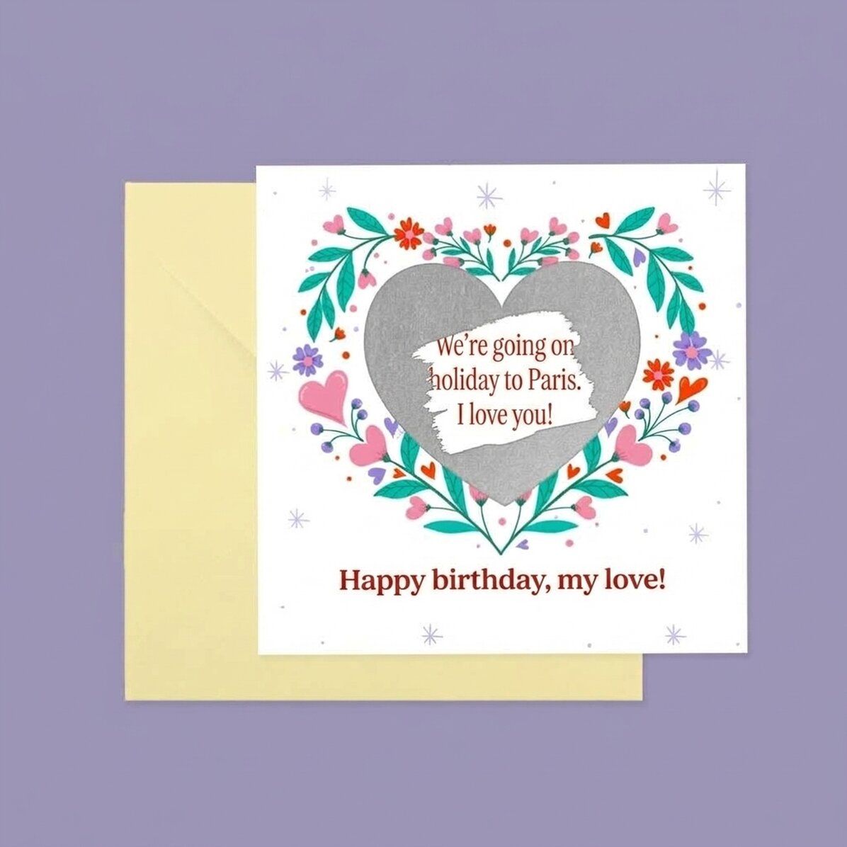 Personalised scratch card with text - Love