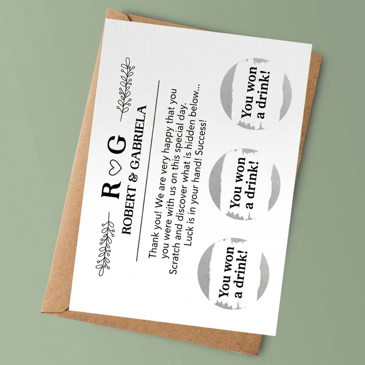 Personalised scratch card with text - Wedding