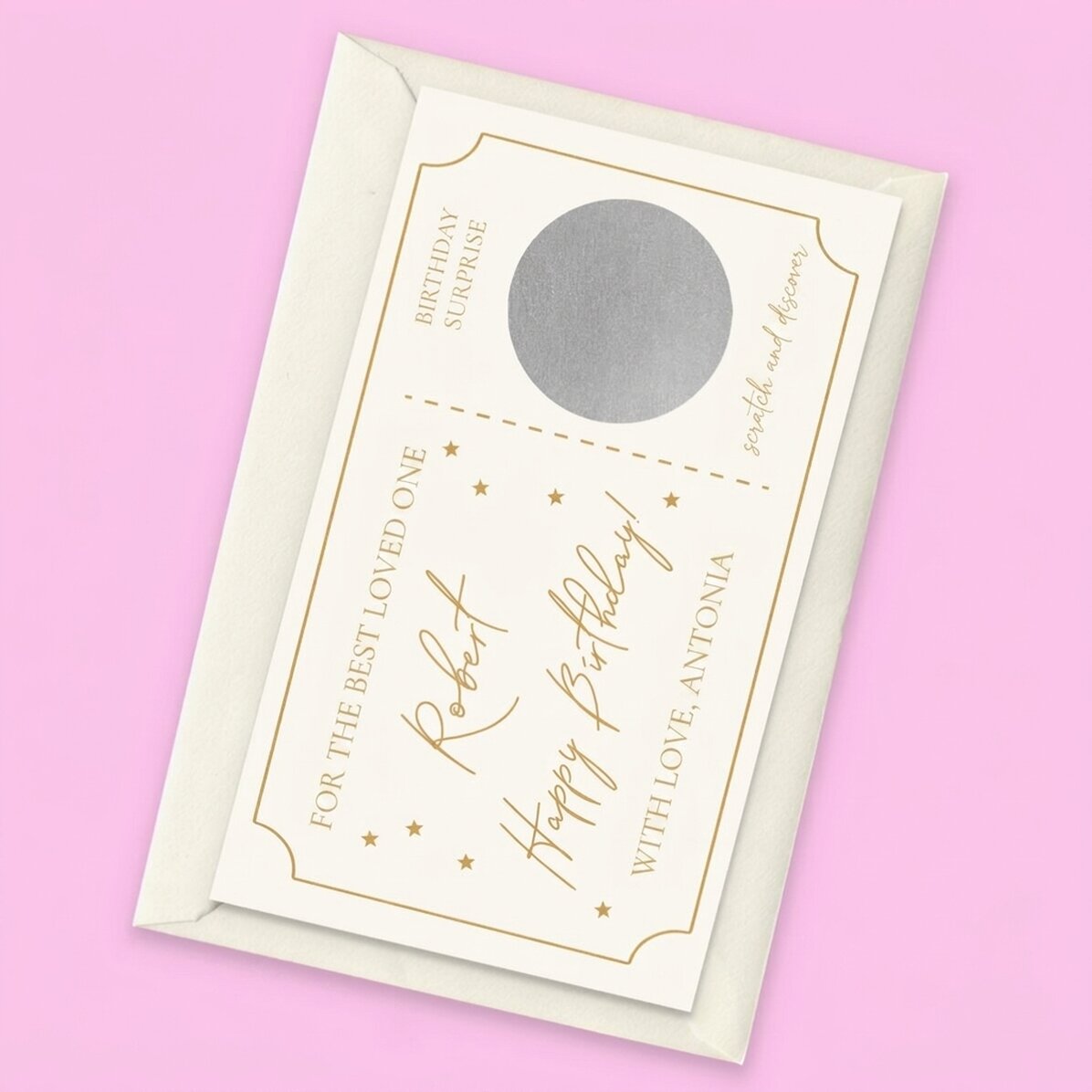 Personalised scratch card with text - Ticket