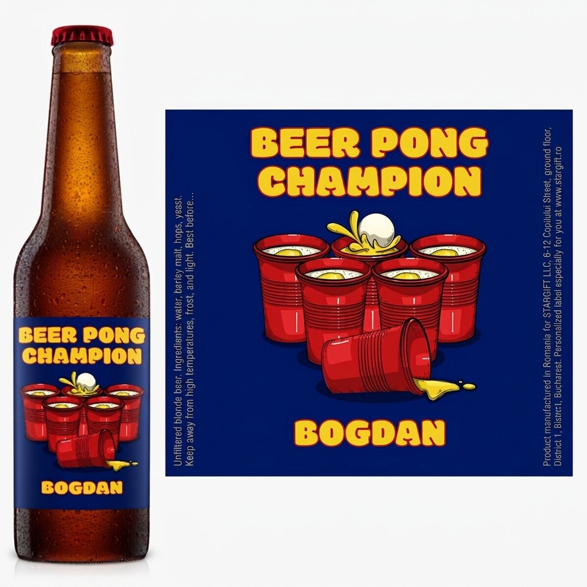 Personalised beer with text - Beer pong