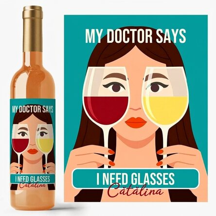 Personalised wine with text - Glasses