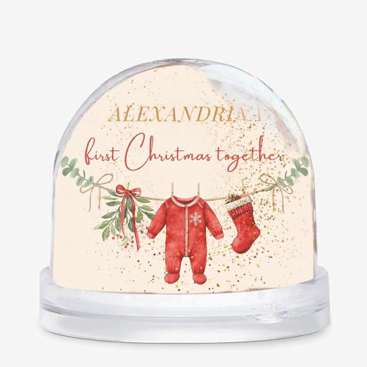 Personalised desk globe with message and photo - First Christmas