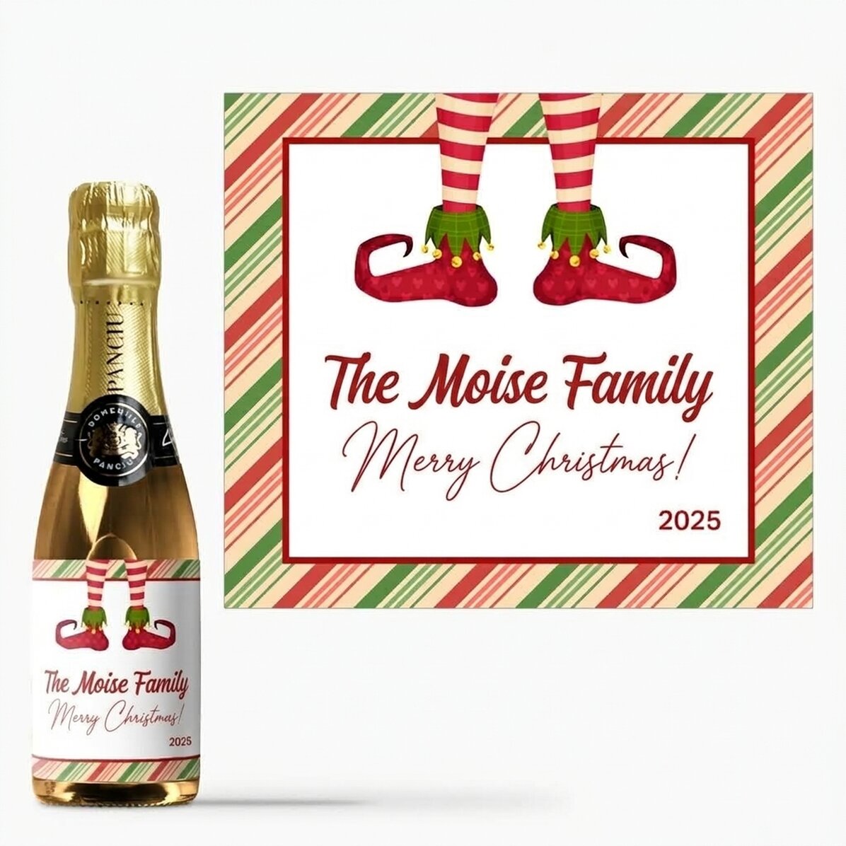 Mini bottle of sparkling wine personalised with text - Elf