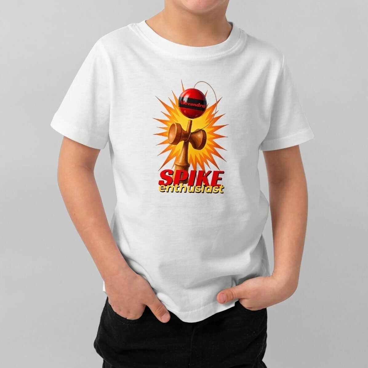 Customised cotton T-shirt for children with text - Spike Enthusiast