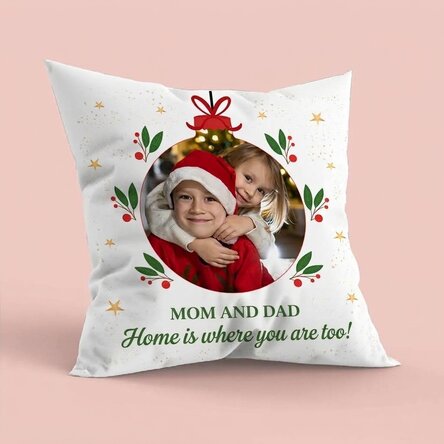 Personalised cushion with photo and text - Christmas at Home